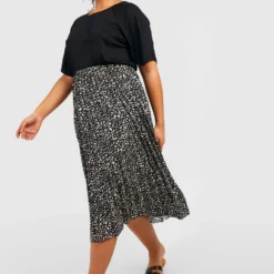 Grande Taille - Robe Patineuse 2 En 1 Effet Plissé -Pas Cher Vêtue Diva Magasin pzz66054 black xl 2 scaled