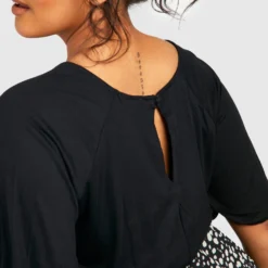 Grande Taille - Robe Patineuse 2 En 1 Effet Plissé -Pas Cher Vêtue Diva Magasin pzz66054 black xl 3 scaled