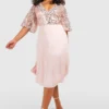 Grande Taille - Robe Mi-longue à Paillettes Et Manches Volantées -Pas Cher Vêtue Diva Magasin pzz66822 blush xl scaled