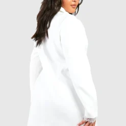 Grande Taille - Robe Blazer à Empiècement Dentelle -Pas Cher Vêtue Diva Magasin pzz67336 ivory xl 1 scaled