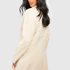 Petite - Robe Blazer à Détails Perlés -Pas Cher Vêtue Diva Magasin pzz69562 nude xl 1