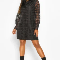 Grande Taille - Robe Chemise à Carreaux