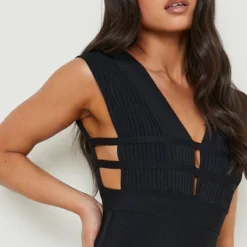 Petite - Robe Mi-longue à Bretelles -Pas Cher Vêtue Diva Magasin pzz70192 black xl 3