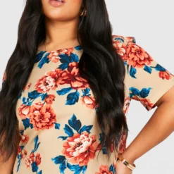 Grande Taille - Robe Droite à Motif Fleuri 9 Grande Taille - Robe Droite à Motif Fleuri -Pas Cher Vêtue Diva Magasin pzz70273 stone xl 3 scaled