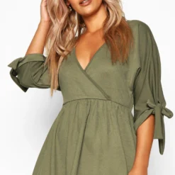 Grande Taille - Robe Babydoll à Manches 3/4 Nouées -Pas Cher Vêtue Diva Magasin pzz70282 black xl 3