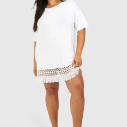 Grande Taille - Robe De Plage à Pompons -Pas Cher Vêtue Diva Magasin pzz70434 white xl 2 scaled
