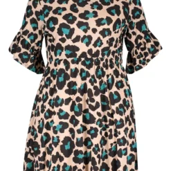 Grande Taille - Robe Babydoll Imprimé Léopard -Pas Cher Vêtue Diva Magasin pzz71821 cream xl 2