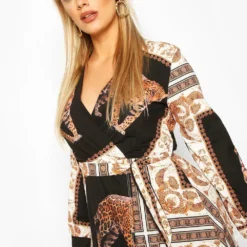 Grande Taille - Robe Longue à Imprimé Chaîne -Pas Cher Vêtue Diva Magasin pzz72580 black xl 3