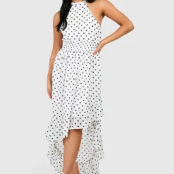 Petite - Robe Longue Froncée à Pois