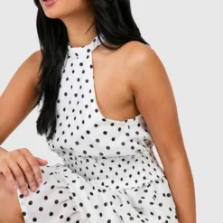 Petite - Robe Longue Froncée à Pois -Pas Cher Vêtue Diva Magasin pzz73269 white xl 3 scaled