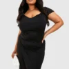 Grande Taille - Robe Cache-cœur Midi Près Du Corps à épaules Dénudées -Pas Cher Vêtue Diva Magasin pzz73792 black xl scaled