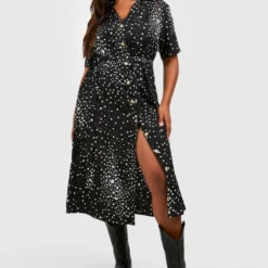Grande Taille - Robe Midi à Manches Courtes Et Imprimé étoile -Pas Cher Vêtue Diva Magasin pzz75837 black xl 2