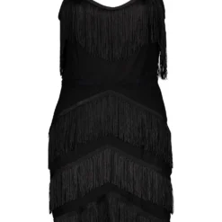 Petite - Robe Courte Moulante à Franges Premium -Pas Cher Vêtue Diva Magasin pzz77153 black xl 2
