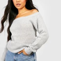 Petite - Robe Pull Gaufrée à épaules Dénudées