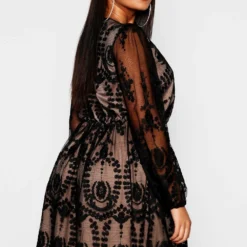 Grande Taille - Robe Patineuse En Dentelle à Décolleté 7 Grande Taille - Robe Patineuse En Dentelle à Décolleté -Pas Cher Vêtue Diva Magasin pzz77946 black xl 1