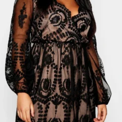 Grande Taille - Robe Patineuse En Dentelle à Décolleté 9 Grande Taille - Robe Patineuse En Dentelle à Décolleté -Pas Cher Vêtue Diva Magasin pzz77946 black xl 3