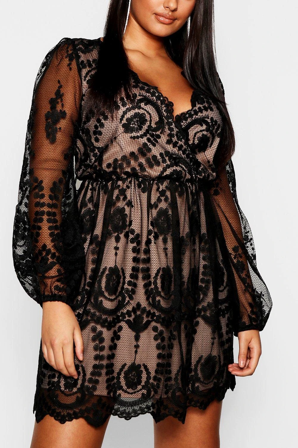 Grande Taille - Robe Patineuse En Dentelle à Décolleté 6 Grande Taille - Robe Patineuse En Dentelle à Décolleté – Image 4