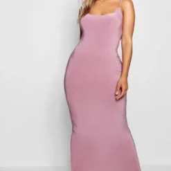 Grande Taille - Robe Longue Moulante à Bretelles