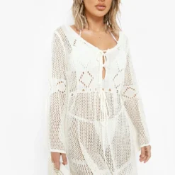 BOOHOO Robe Courte De Plage En Crochet à Découpes