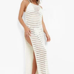 Robe De Plage Longue En Crochet à Fentes