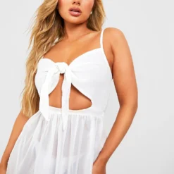 BOOHOO Robe De Plage Longue à Découpes Et Attaches -Pas Cher Vêtue Diva Magasin szz87079 white xl 3
