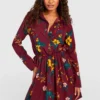 Tall - Robe Chemise à Rayures Et Imprimé Fleuri -Pas Cher Vêtue Diva Magasin tzz96712 berry xl