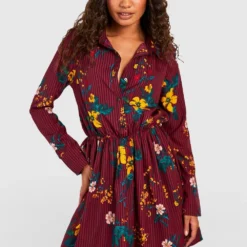 Tall - Robe Chemise à Rayures Et Imprimé Fleuri