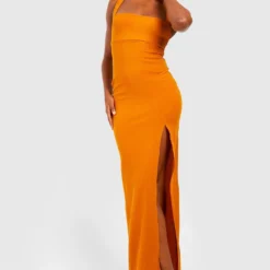 Tall - Robe Longue Fendue à Col Carré -Pas Cher Vêtue Diva Magasin tzz97468 mustard xl 2